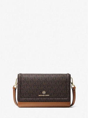 Sacs Crossbody Michael Kors Jet Set Small Logo Smartphone Convertible Femme Marron | 589147-RJD