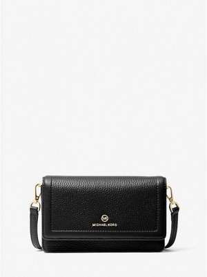 Sacs Crossbody Michael Kors Jet Set Small Pebbled Cuir Smartphone Convertible Femme Noir | 359412-AJU