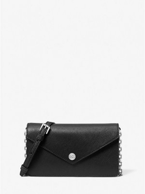 Sacs Crossbody Michael Kors Small Saffiano Cuir Envelope Femme Noir | 047862-CEV