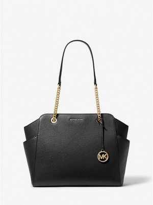 Sacs Fourre Tout Michael Kors Jacquelyn Medium Pebbled Cuir Femme Noir | 574910-AZL