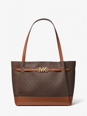 Sacs Fourre Tout Michael Kors Reed Large Logo Femme Marron | 072348-BFK