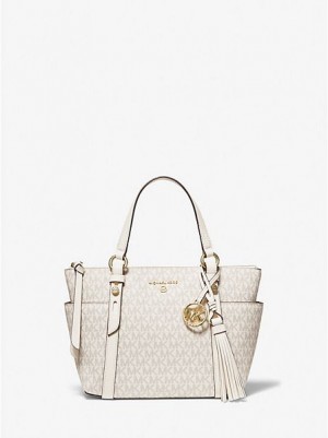 Sacs Fourre Tout Michael Kors Sullivan Small Logo Femme Blanche | 694510-ORN