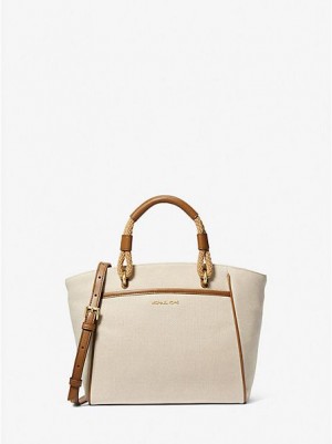 Sacs Fourre Tout Michael Kors Talia Small Coton Tela Femme Beige | 053826-OIZ