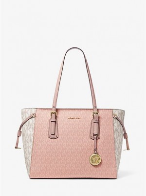 Sacs Fourre Tout Michael Kors Voyager Medium Color-block Logo Femme Multicolore | 981364-AEP