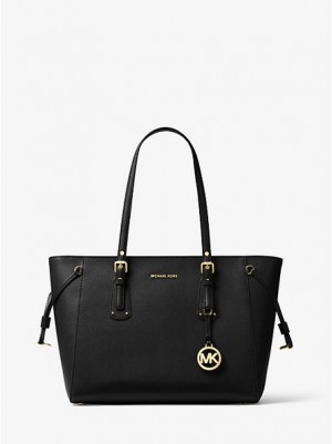 Sacs Fourre Tout Michael Kors Voyager Medium Crossgrain Cuir Femme Noir | 165039-RGI