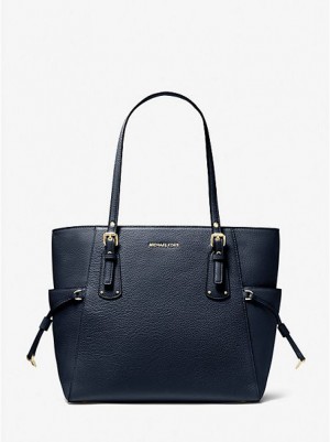 Sacs Fourre Tout Michael Kors Voyager Small Pebbled Cuir Femme Bleu Marine | 560493-TDM