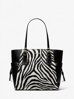 Sacs Fourre Tout Michael Kors Voyager Small Zebra Printed Calf Hair Femme Noir | 023576-BVH