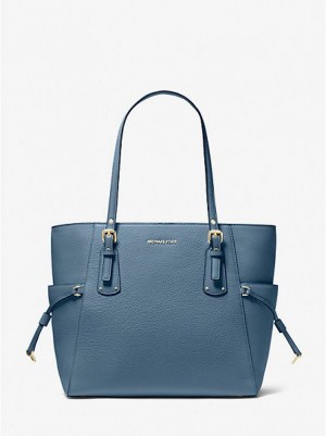 Sacs Fourre Tout Michael Kors Voyager Small Pebbled Cuir Femme Bleu | 485930-HLX