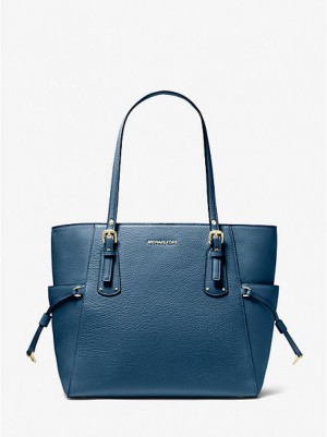 Sacs Fourre Tout Michael Kors Voyager Small Pebbled Cuir Femme Bleu | 730498-ASI