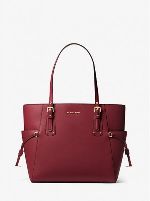 Sacs Fourre Tout Michael Kors Voyager Small Crossgrain Cuir Femme Bordeaux | 594602-AMC