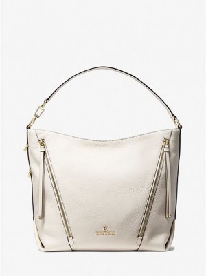 Sacs À Bandoulière Michael Kors Brooklyn Large Pebbled Cuir Femme Blanche | 537602-YVT