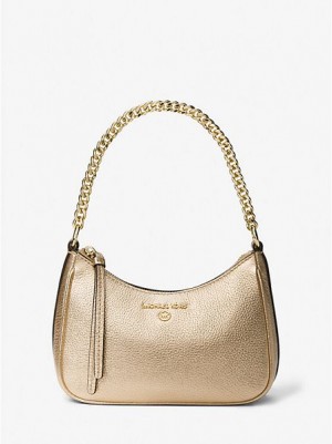 Sacs À Bandoulière Michael Kors Jet Set Charm Small Metallic Pebbled Cuir Femme Doré | 318794-UYW