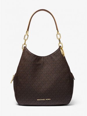 Sacs À Bandoulière Michael Kors Lillie Large Logo Femme Marron | 325680-MPO