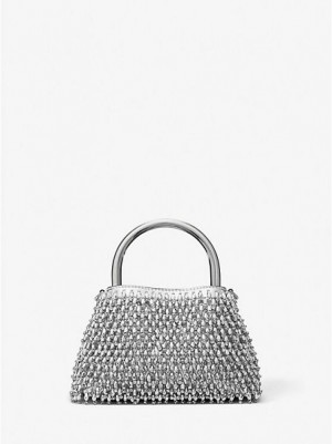 Sacs À Bandoulière Michael Kors Limited-edition Rosie Extra-small Embellished Metallic Faux Cuir Femme Argent | 975320-IAV