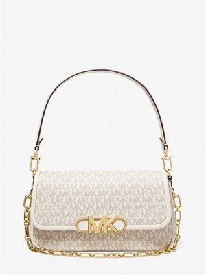 Sacs À Bandoulière Michael Kors Parker Medium Logo Femme Blanche | 298516-LAI