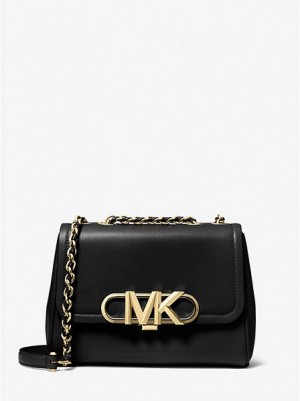 Sacs À Bandoulière Michael Kors Parker Medium Cuir Femme Noir | 037182-SLG