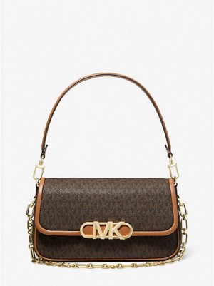 Sacs À Bandoulière Michael Kors Parker Medium Logo Femme Marron | 986745-EXH