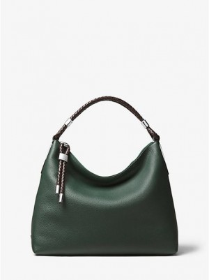 Sacs À Bandoulière Michael Kors Skorpios Small Pebbled Cuir Femme Vert | 352916-GCL