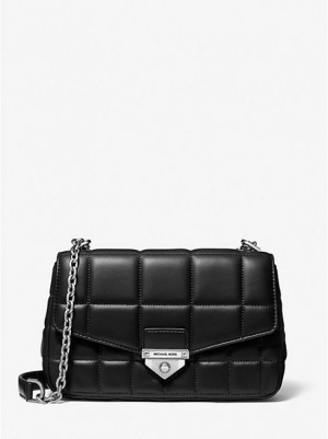 Sacs À Bandoulière Michael Kors Soho Large Matelassé Cuir Femme Noir | 510462-XUM