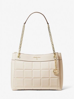 Sacs À Bandoulière Michael Kors Susan Medium Matelassé Cuir Femme Blanche | 024315-FPS