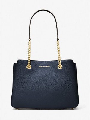 Sacs À Bandoulière Michael Kors Teagan Large Pebbled Cuir Femme Bleu Marine | 719425-FUP