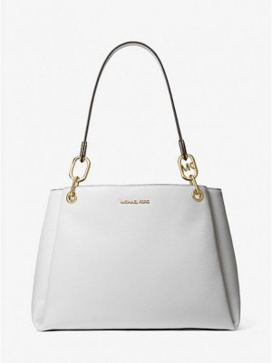 Sacs À Bandoulière Michael Kors Trisha Large Pebbled Cuir Femme Blanche | 765938-ZUC