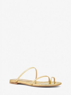 Sandales À Glissière Michael Kors Patti Metallic Python Embossed Cuir Femme Doré | 942168-OMA