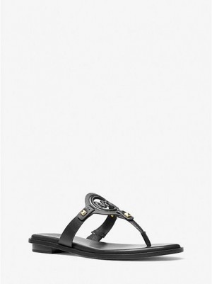 Sandales À Lanières Michael Kors Aubrey Cutout Cuir Femme Noir | 954183-QZU