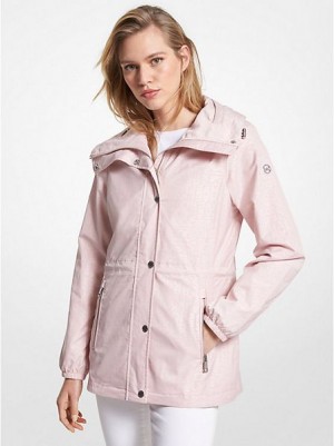 Vestes Michael Kors Logo Print Woven Femme Rose | 057968-RDK