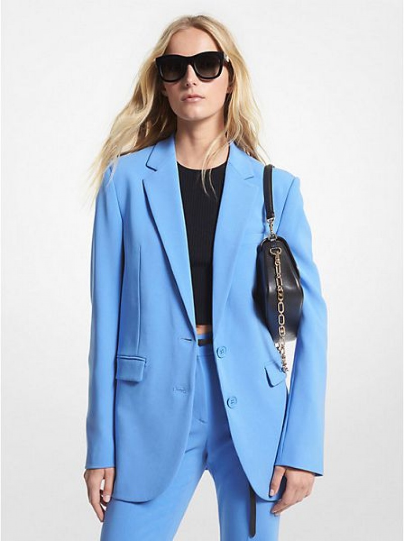 Blazer Michael Kors Crepe Boyfriend Femme Bleu | 419752-HVO