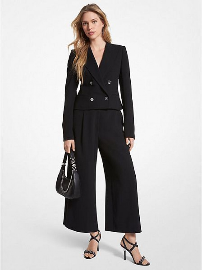 Blazer Michael Kors Cropped Crepe Femme Noir | 214587-DEB