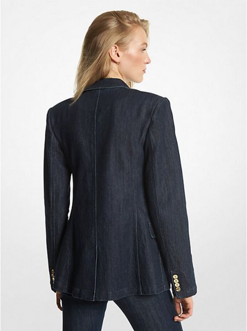 Blazer Michael Kors Stretch Denim Femme Bleu Marine | 052438-QTU