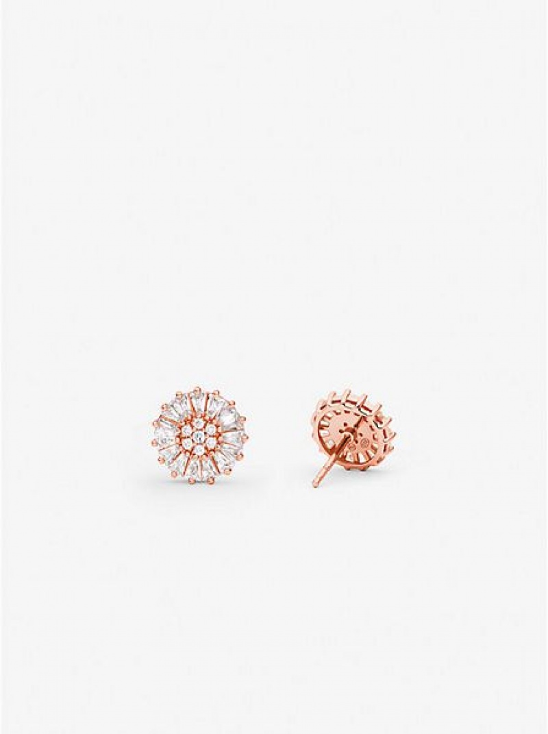 Boucle d'oreille Michael Kors Precious Metal-plated Sterling Silver Pave Stud Femme Rose Doré | 159237-ETH