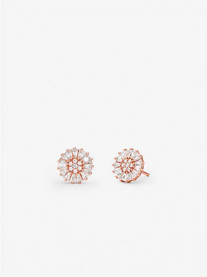 Boucle d\'oreille Michael Kors Precious Metal-plated Sterling Silver Pave Stud Femme Rose Doré | 159237-ETH