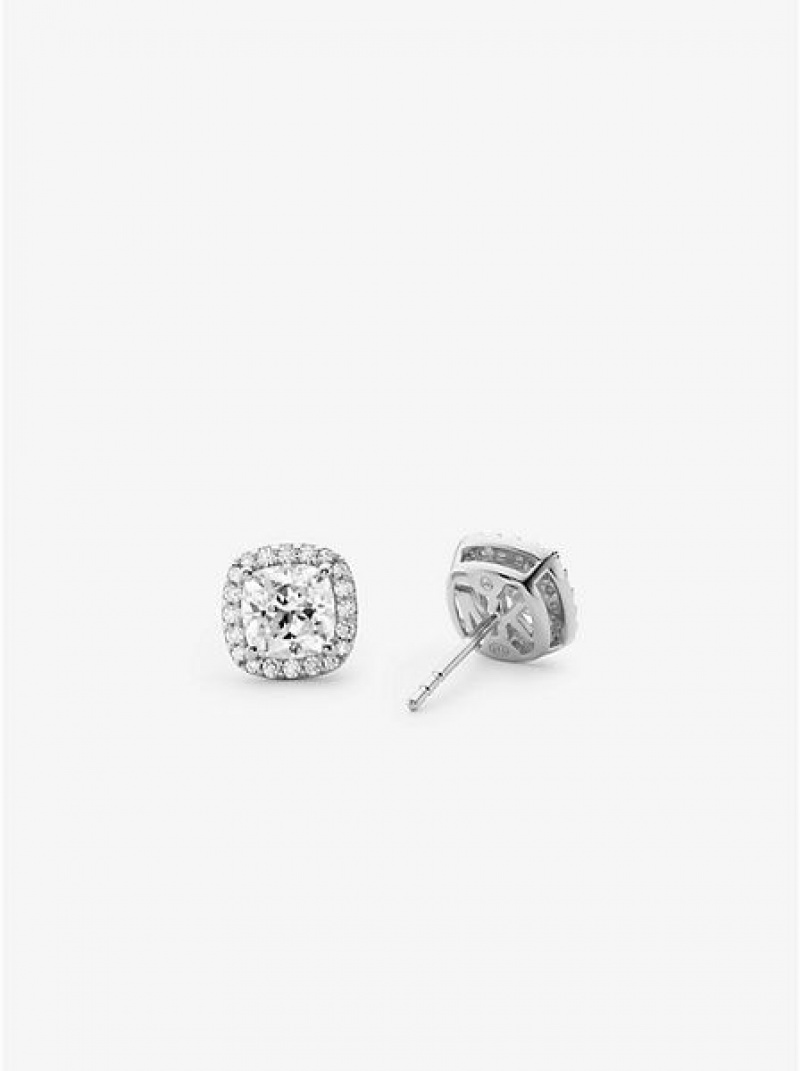 Boucle d'oreille Michael Kors Precious Metal-plated Sterling Silver Pave Stud Femme Argent | 958012-ALF