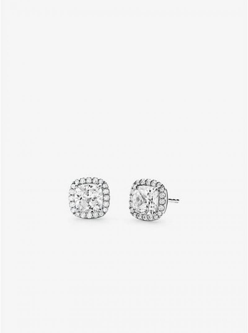 Boucle d\'oreille Michael Kors Precious Metal-plated Sterling Silver Pave Stud Femme Argent | 958012-ALF