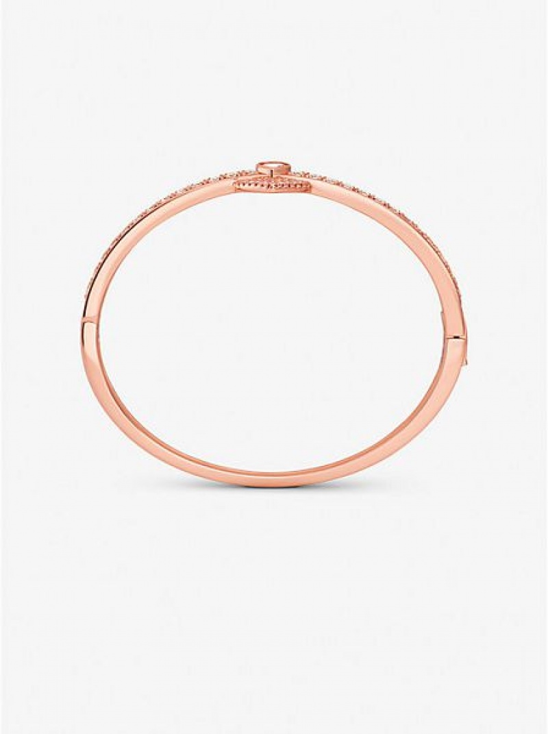 Bracelets Michael Kors 14k Rose Gold-plated Sterling Silver Heart Pave Bracelet Femme Rose Doré | 823957-VSC