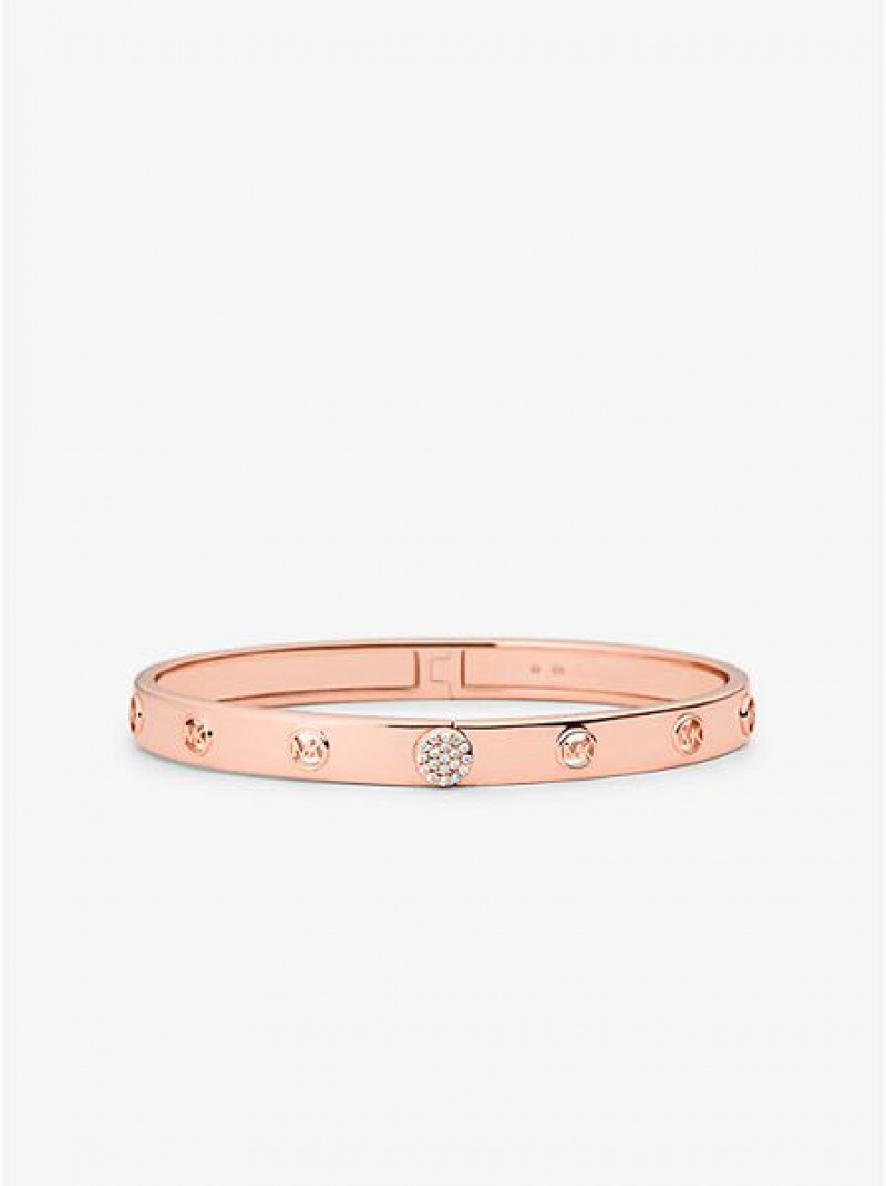 Bracelets Michael Kors Precious Metal-plated Sterling Silver Pave Femme Rose Doré | 650417-OJS