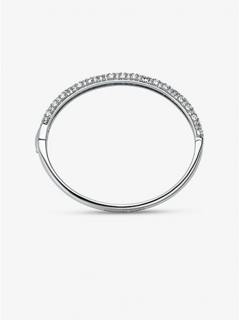 Bracelets Michael Kors Precious Metal-plated Sterling Silver Pave Femme Argent | 178360-QLB