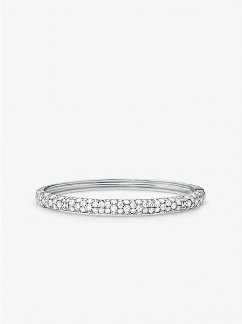 Bracelets Michael Kors Precious Metal-plated Sterling Silver Pave Femme Argent | 178360-QLB