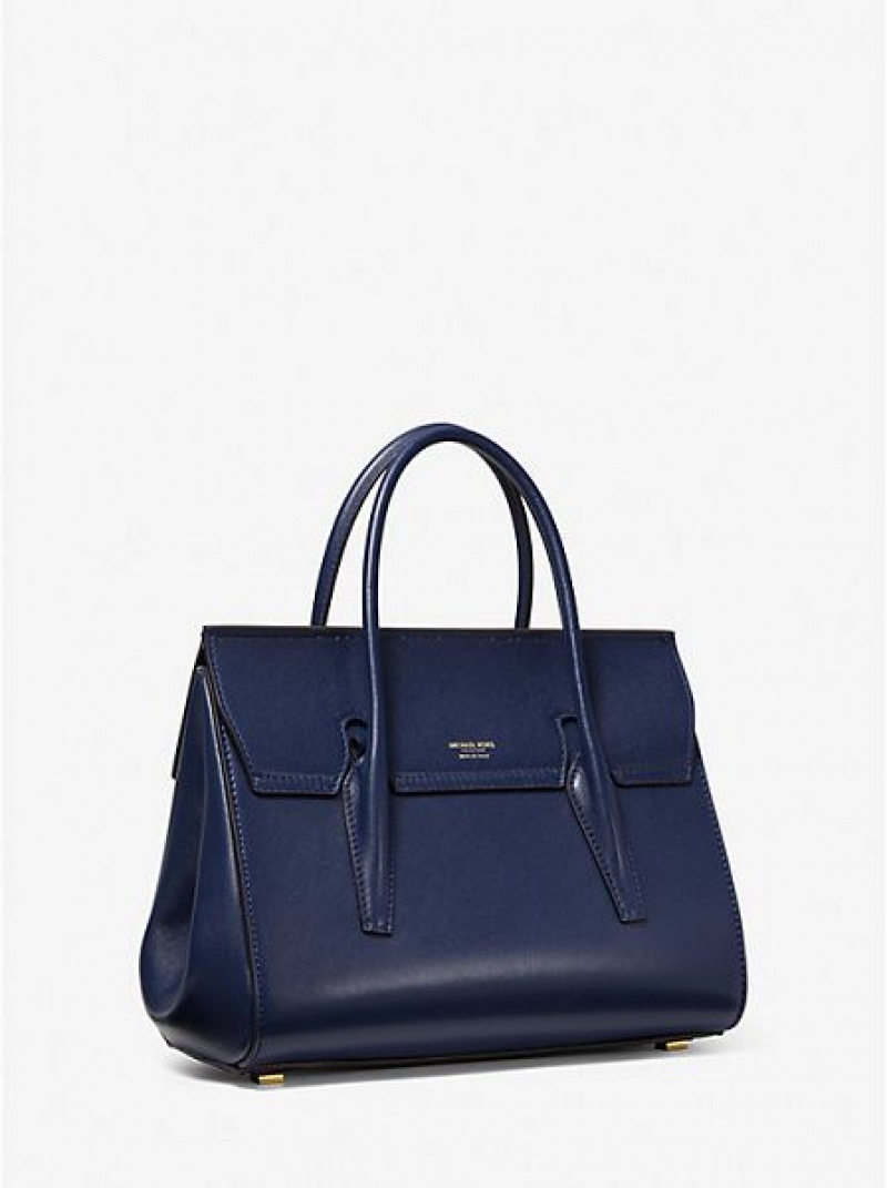 Cartables Michael Kors Campbell Medium Cuir Femme Bleu Marine | 918725-CDE