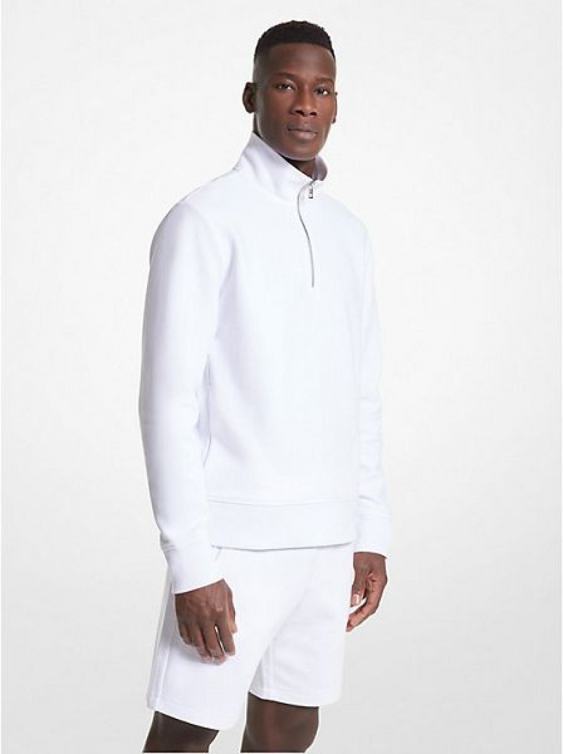 Chandails Michael Kors Coton Blend Half-zip Homme Blanche | 905183-UTB