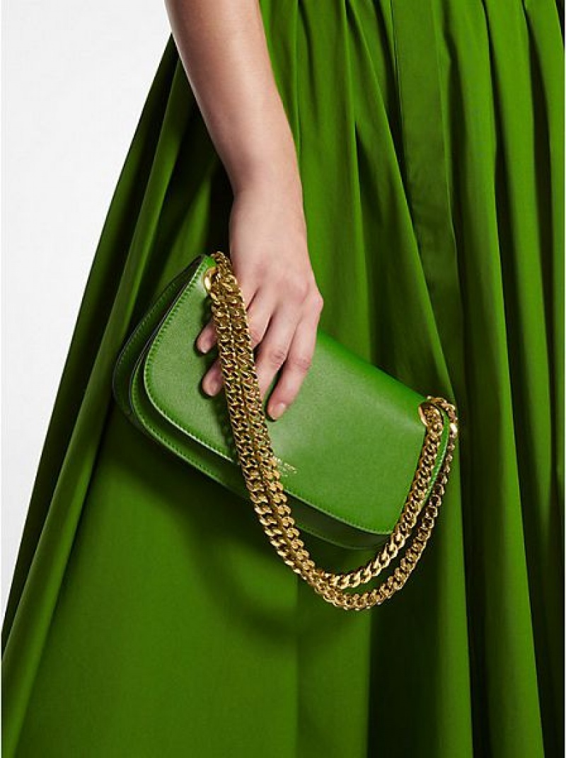 Mini Sacs Michael Kors Christie Cuir Envelope Femme Vert | 980417-MPU