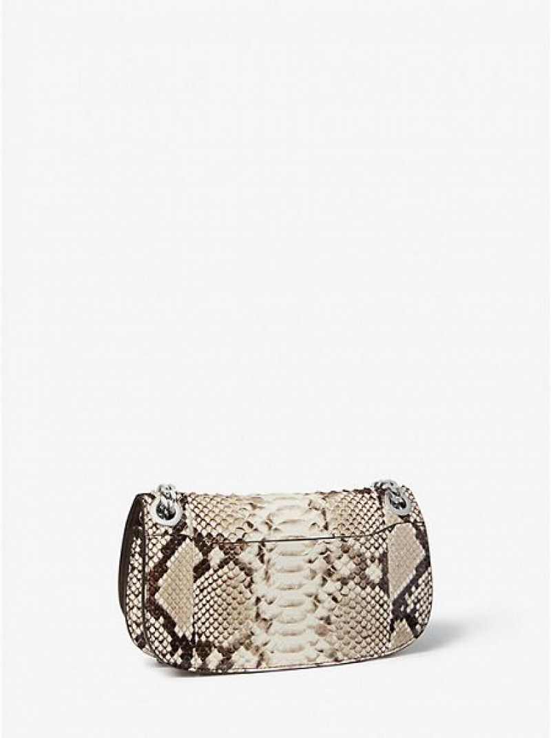 Mini Sacs Michael Kors Christie Python Embossed Cuir Envelope Femme Beige | 348107-XDJ