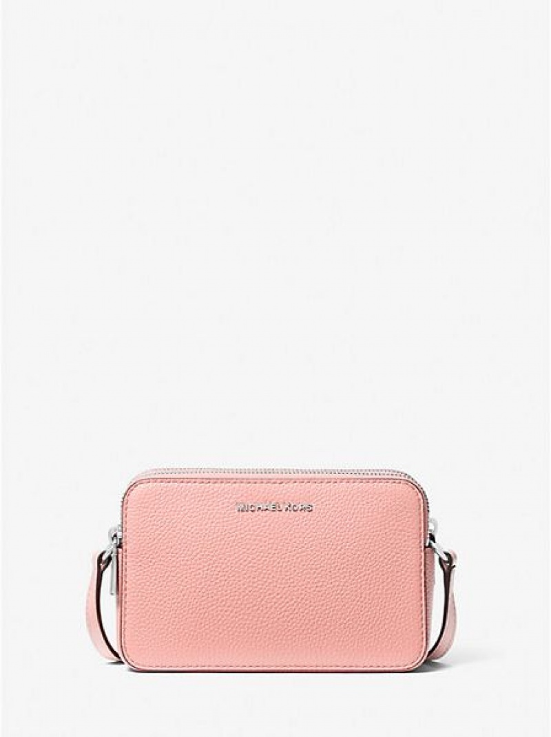 Mini Sacs Michael Kors Jet Set Small Pebbled Cuir Double-zip Camera Femme Rose | 691830-LNO