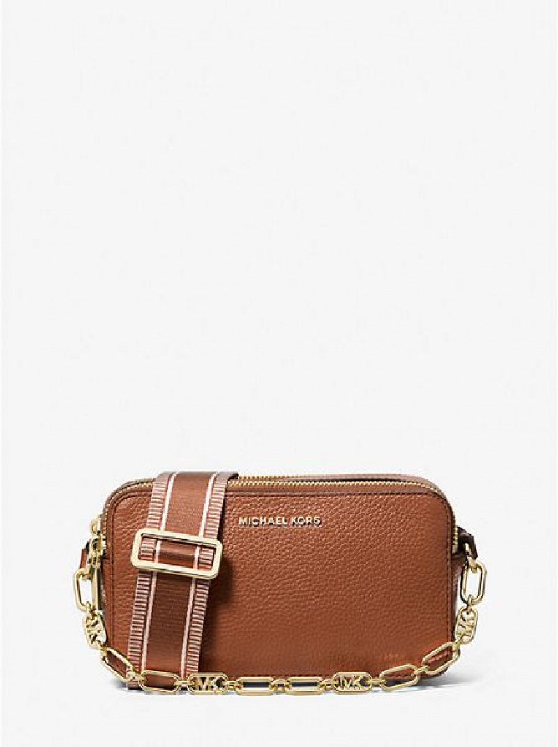 Mini Sacs Michael Kors Jet Set Small Pebbled Cuir Double-zip Camera Femme Marron | 209163-DJG