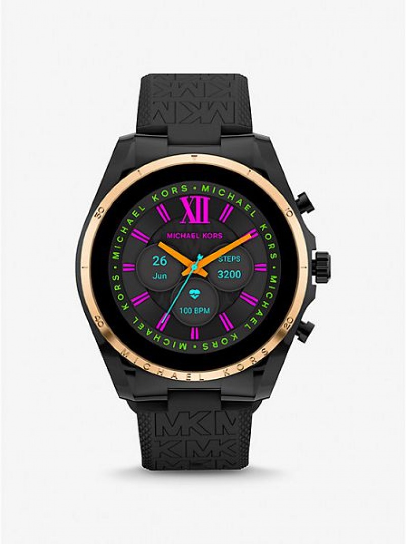 Montre Michael Kors Gen 6 Bradshaw And Logo Silicone Smart Femme Noir Doré | 687319-FKR