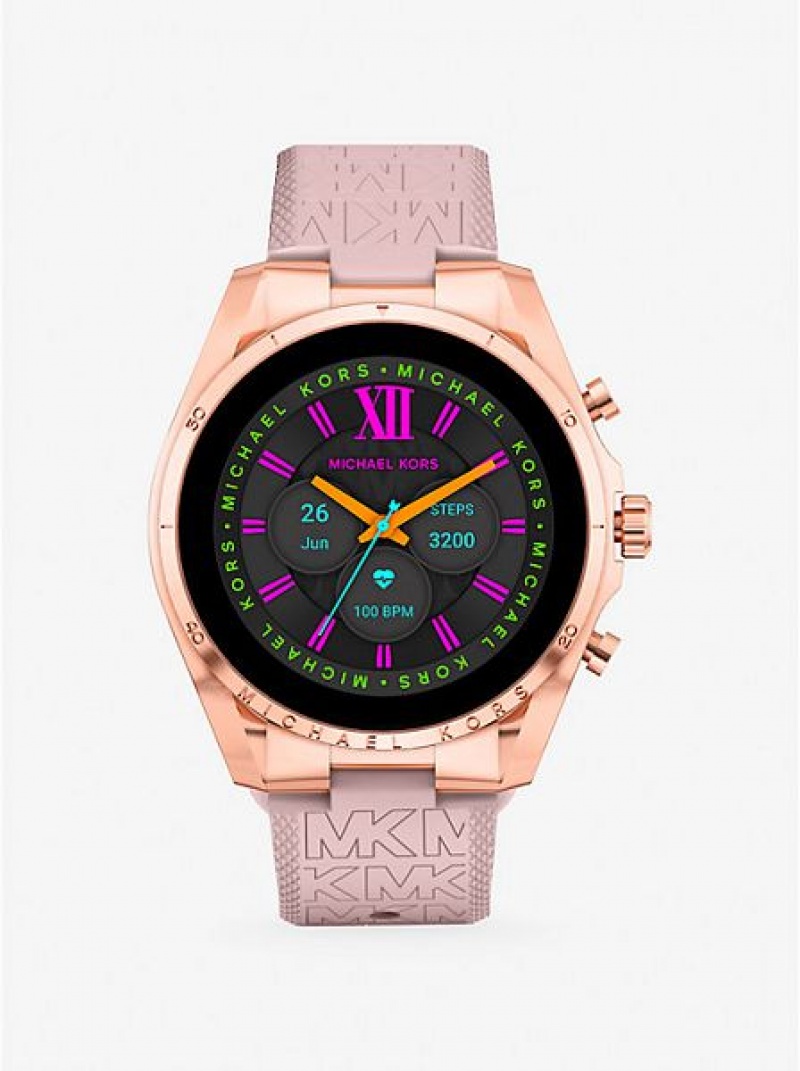 Montre Michael Kors Gen 6 Bradshaw And Logo Silicone Smart Femme Rose Doré | 480369-NHQ