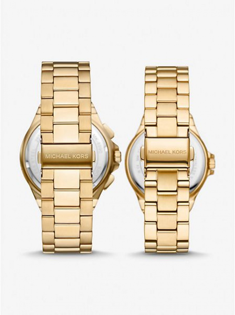 Montre Michael Kors Lennox His And Hers Pave Femme Doré | 142560-FKC