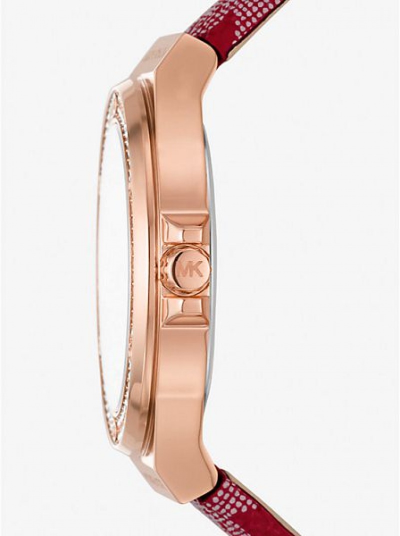 Montre Michael Kors Lennox Pave And Logo Femme Rose Doré | 786415-LPR